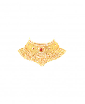 Gold Plate Stone-Puti Wedding Chocker Set