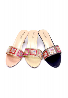 Black-pink-gold Regular pencil heel 