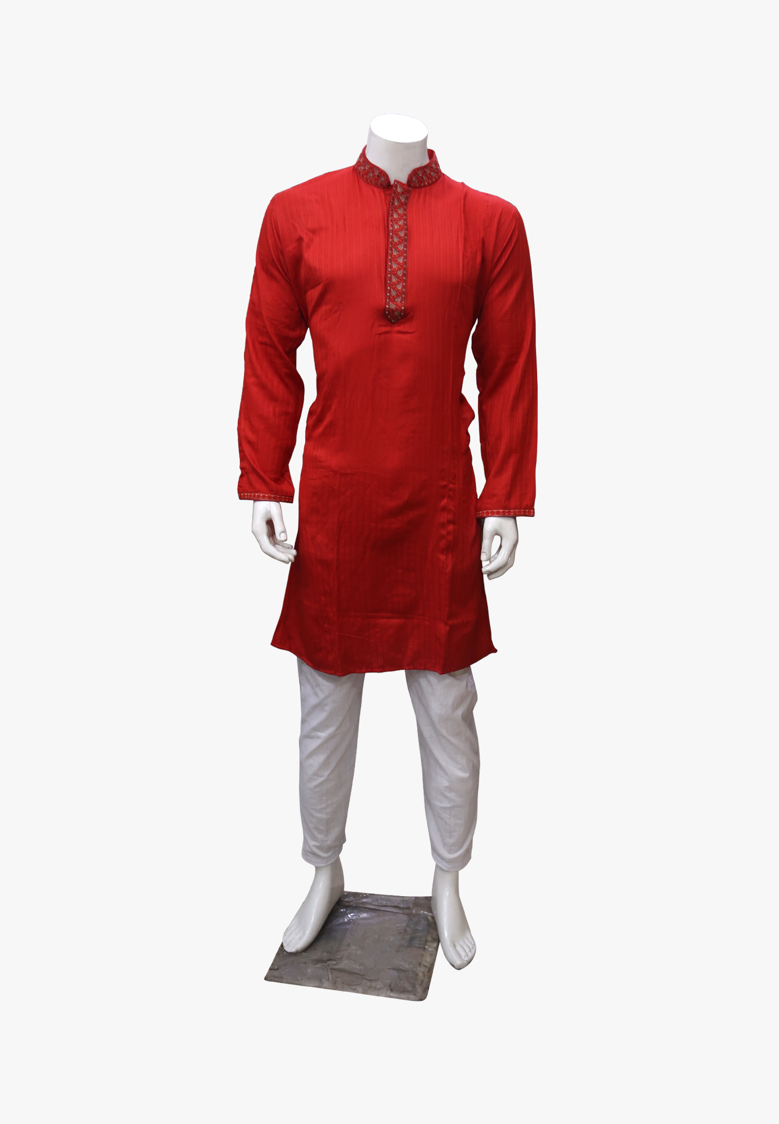 Linen-cotton Neck embroidery Deshi panjabi