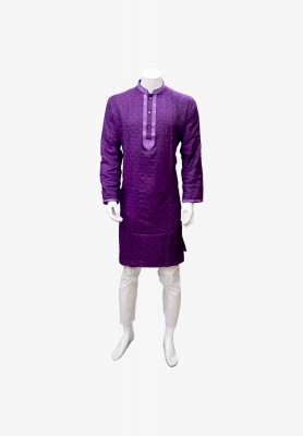 Purple neck embroidery indian panjabi