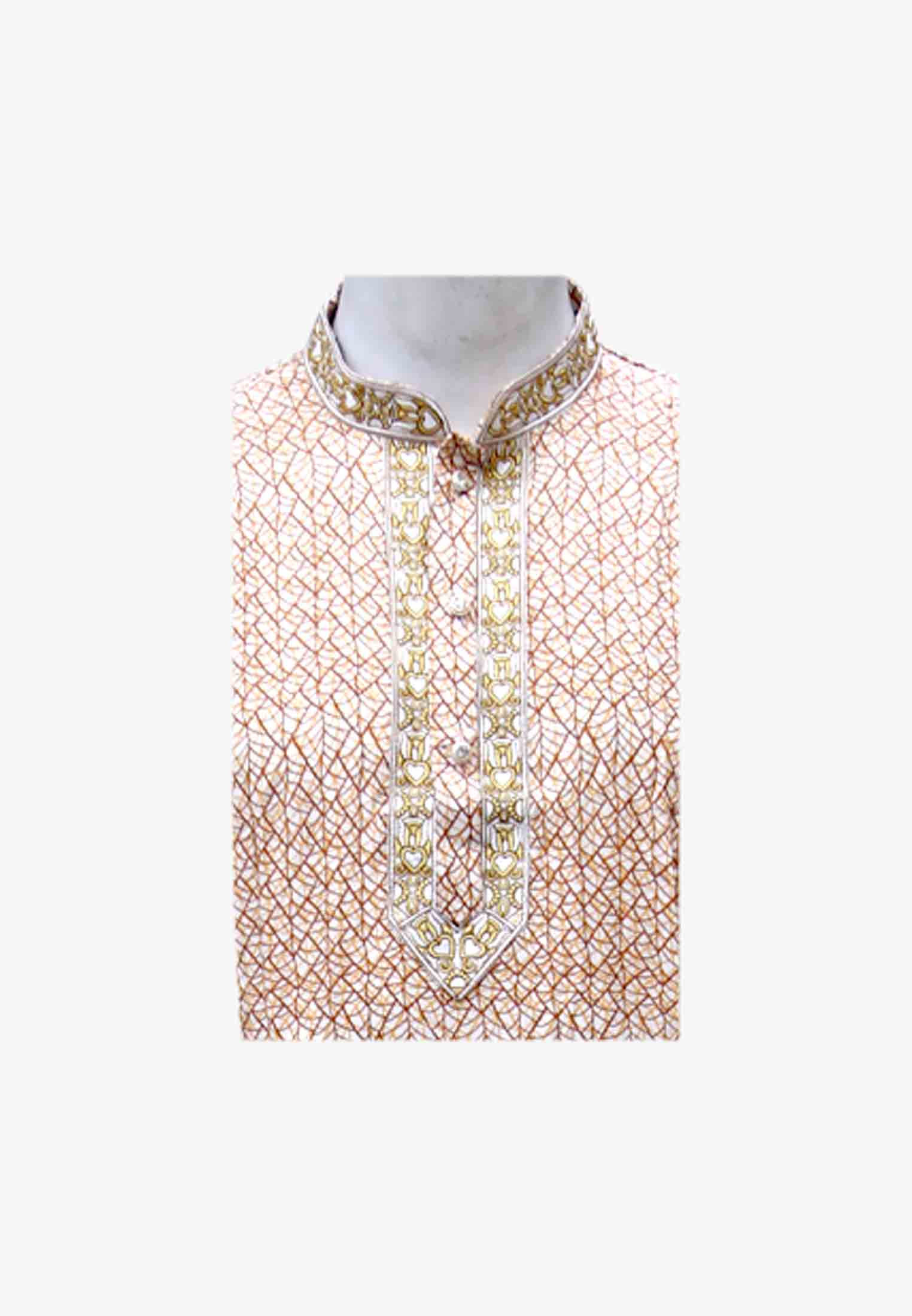 Linen cotton neck embroidery mixed deshi panjabi