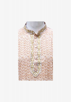 Linen cotton neck embroidery mixed deshi panjabi